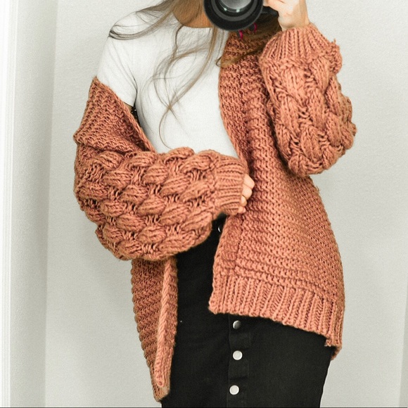 LAST ONE 🍂The HAILEY Chunky Cardigan - MAUVE - Picture 5 of 8